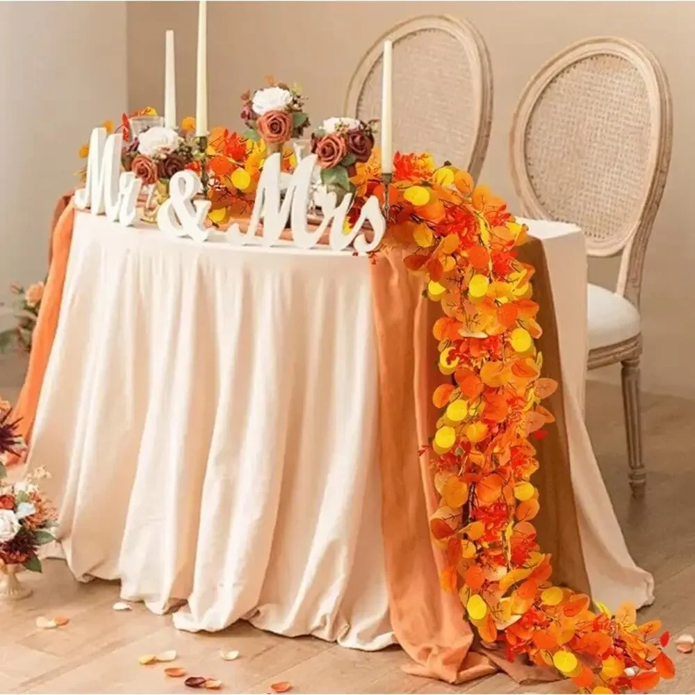 2Pk 6ft Artificial Fall Garland Maple Leaves Autumn Home Mantel Table Decoration